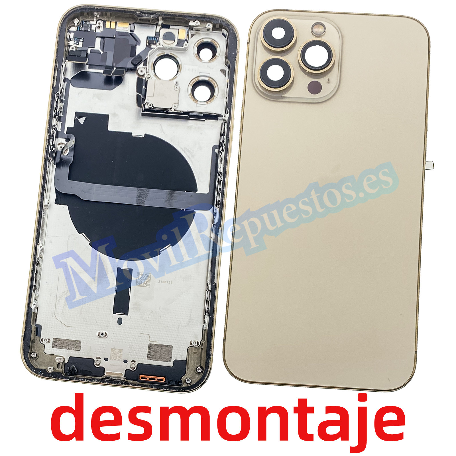 Carcasa Intermedia Con Tapa Trasera Para Iphone Pro Max Oro De