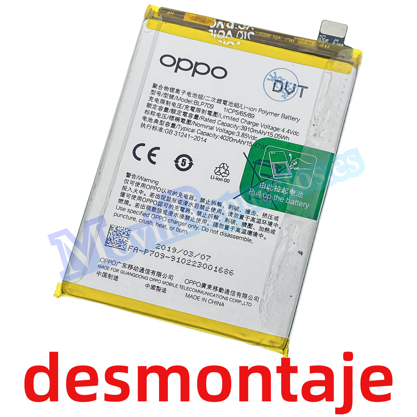 Batería BLP709 para Oppo A9 2019 De 4020mAh De Desmontaje