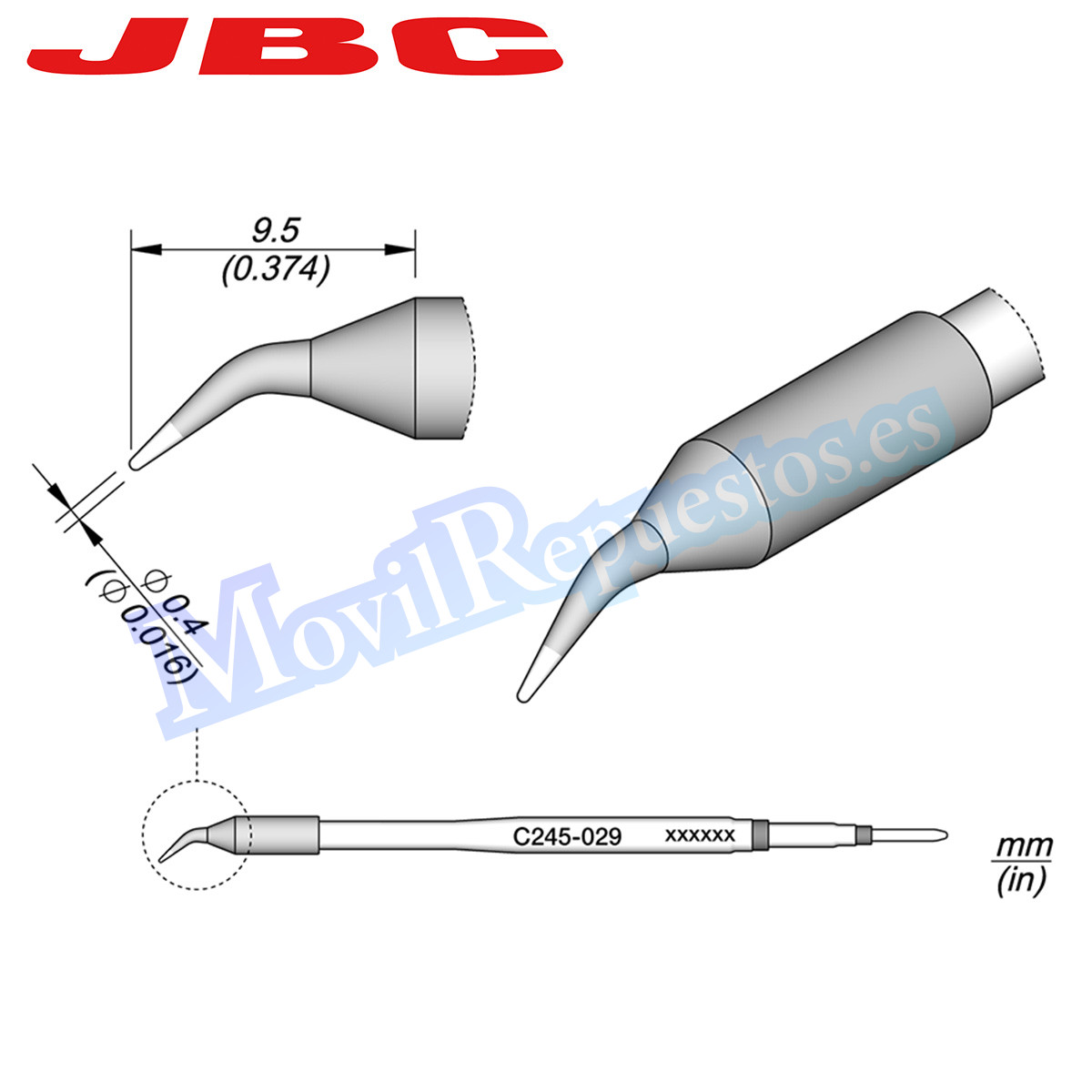 C210018H] Punta De Soldadura Marca Kaisi para Soldador JBC T210 - Punta  Cuchilla C210-K 