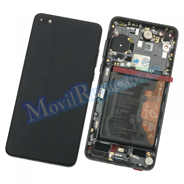 Pantalla Completa LCD Y Táctil Con Marco Y Piezas para Huawei P40 - Negro Original (Service Pack)