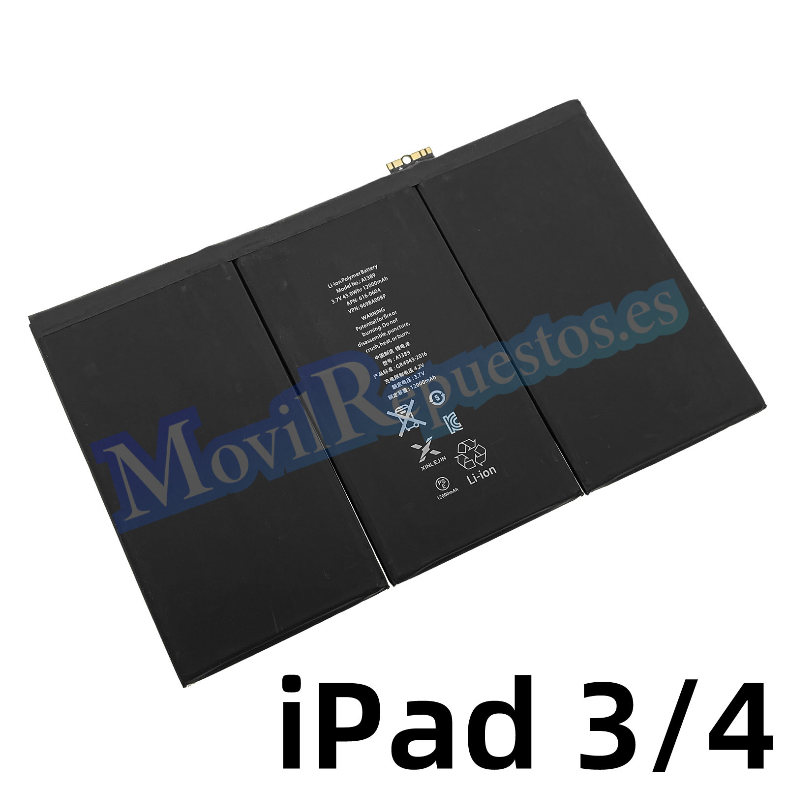 Batería A1839 para iPad 3 iPad 4 De 12000mAh – Alta Capacidad
