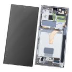 Pantalla Completa LCD Y Táctil Original Con Marco para Samsung Galaxy S22 Ultra 5G S908B – Plata Blanco