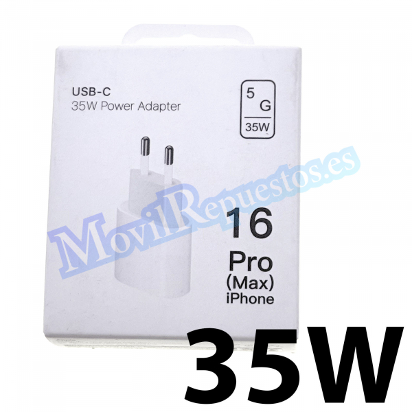 Cargador De Casa 35W USB Tipo-C Power Adapter para iPhone 16 Pro Model A2248