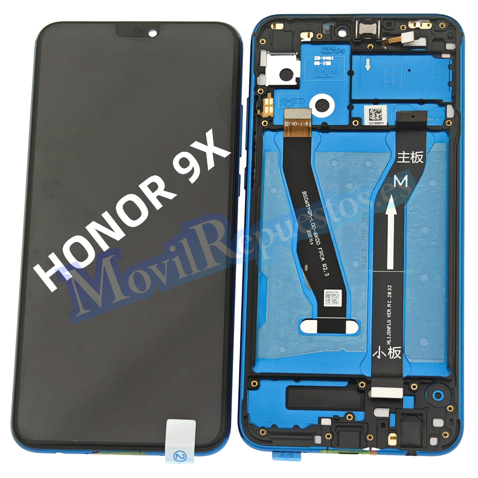 Pantalla Completa LCD Y Táctil Con Marco para Huawei Honor 9X – Azul Original (Service Pack)