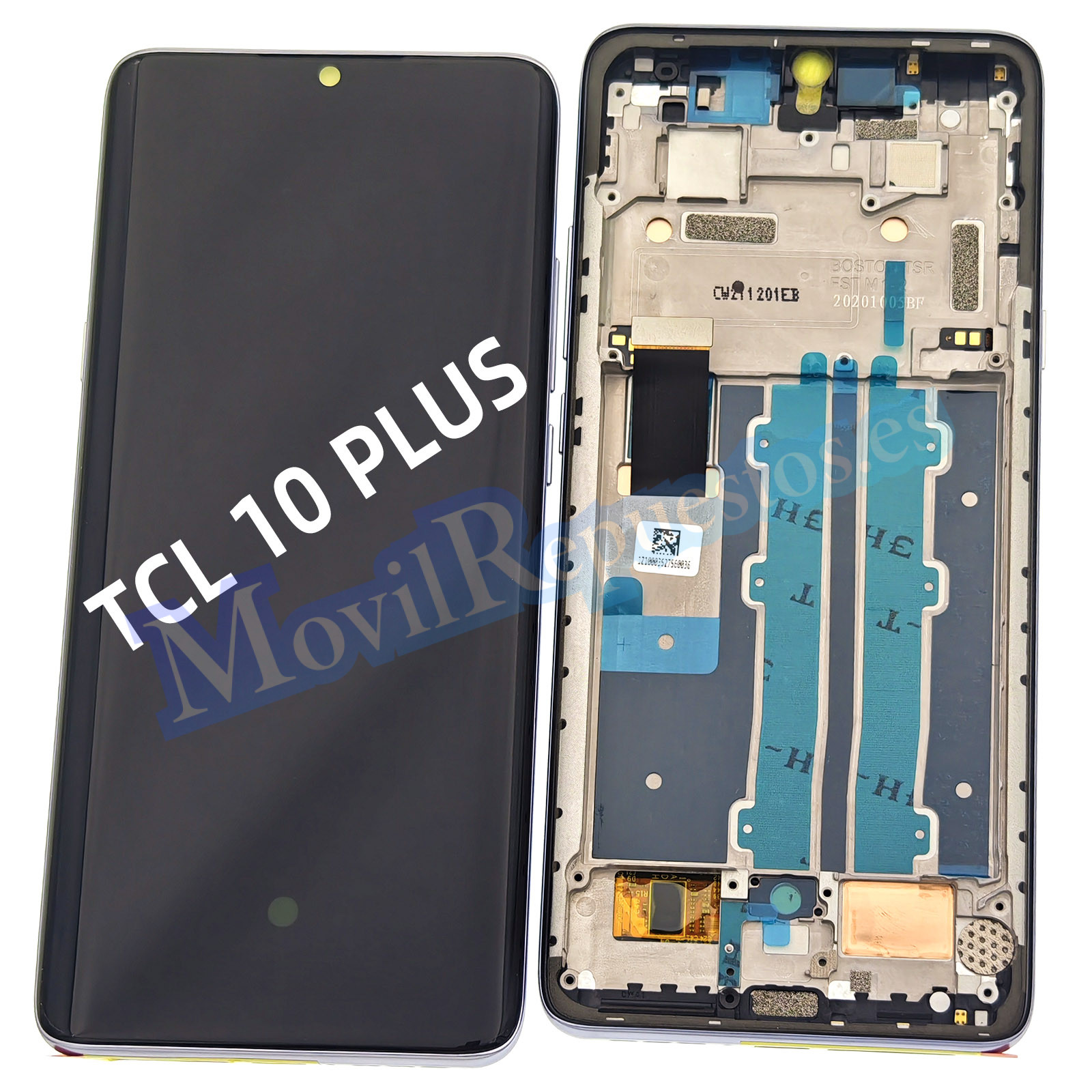 Pantalla Completa Original Con Marco LCD Y Táctil para TCL 10 Plus (T782H) – Negro (Service Pack)