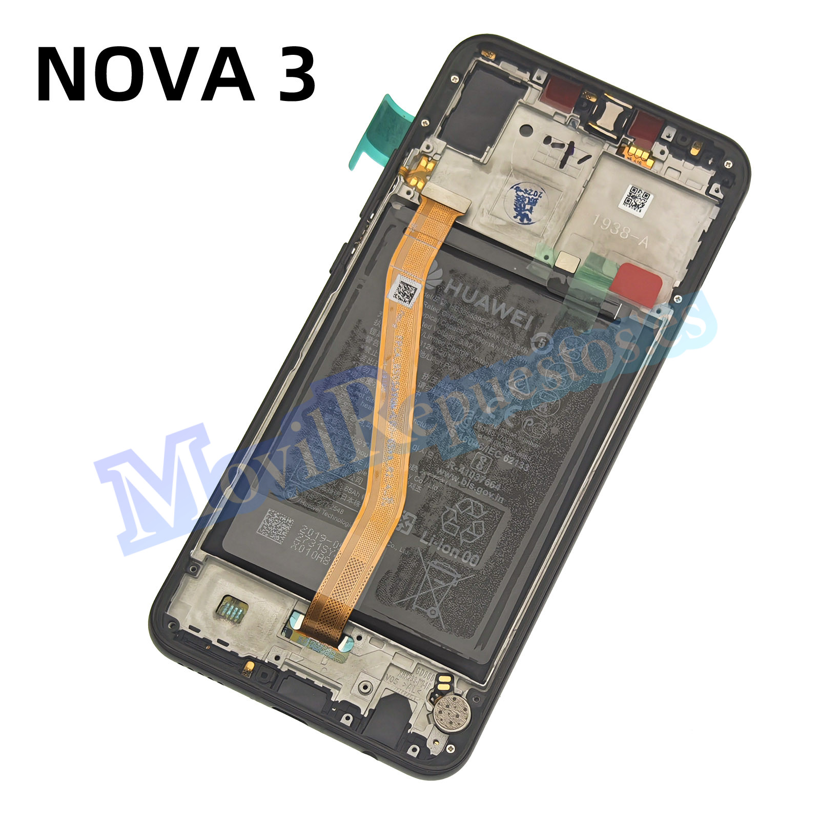 Pantalla Completa Original LCD Y Táctil Con Marco Y Batería para Huawei Nova 3 – Negro (Service Pack)