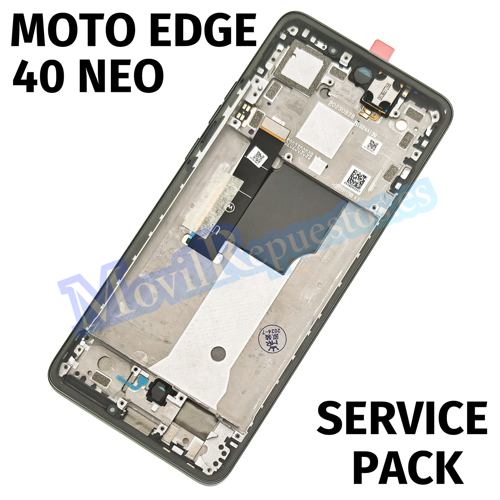 Pantalla Completa LCD Y Táctil Con Marco para Moto Edge 40 Neo – Negro (Service Pack)