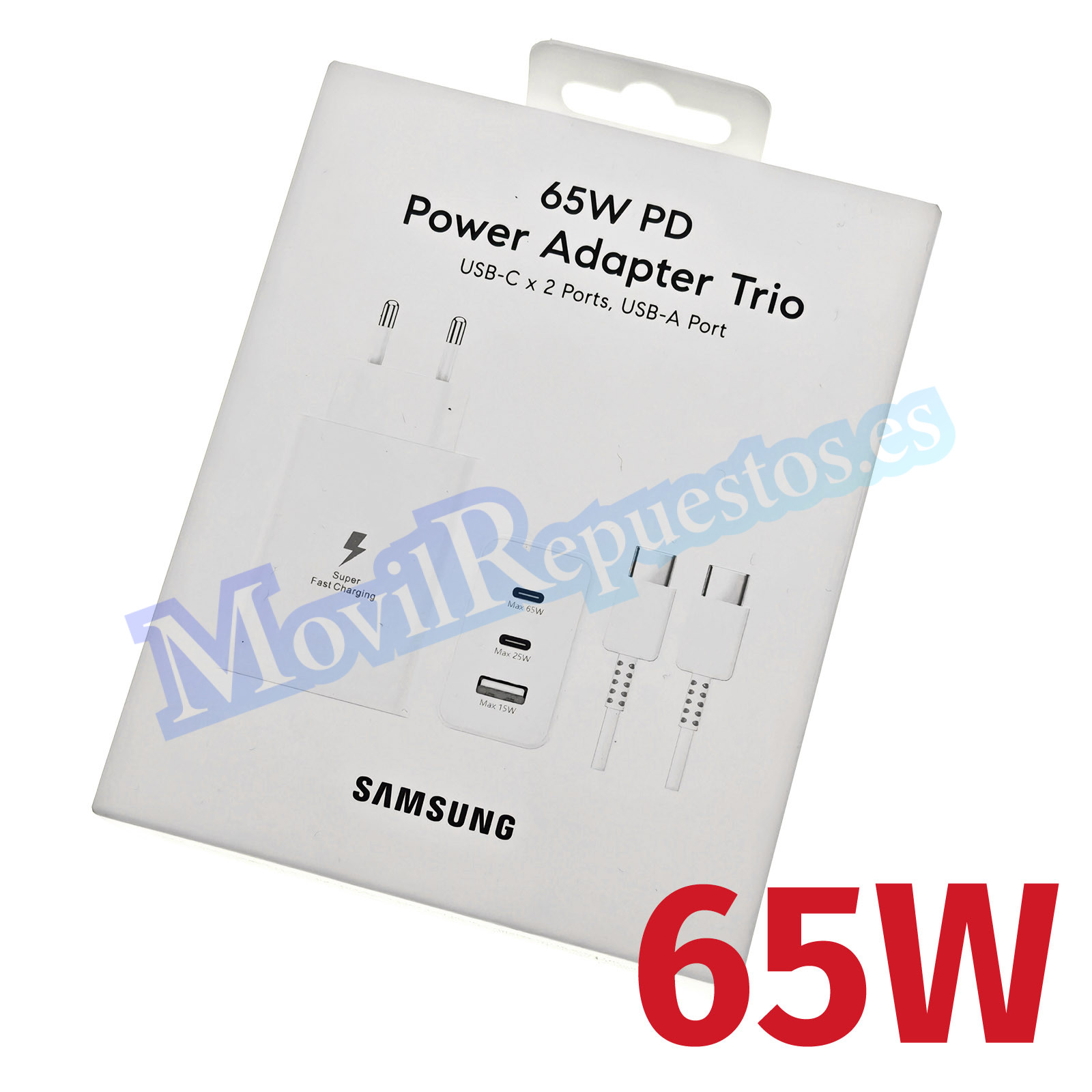 Cargador De Casa Samsung Trio De PD 65W Con Cable USB Tipo-C. 2jpg