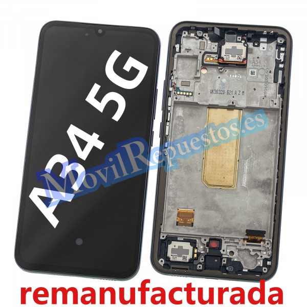 Pantalla Completa Original LCD Y Táctil Con Marco para Samsung Galaxy A34 5G (2023) A346B - Negro (Remanufacturada)