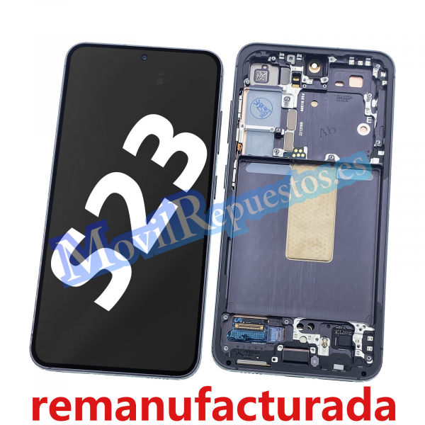 Pantalla Completa Original LCD Y Táctil Con Marco para Samsung Galaxy S23 (2023) S911B - Negro (Remanufacturada)