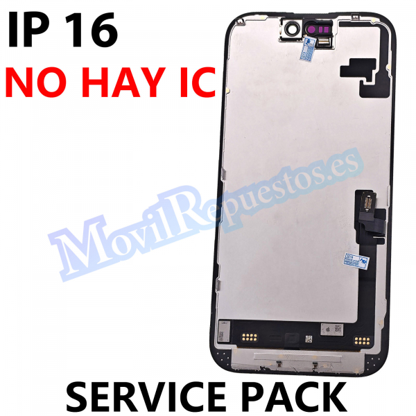 Pantalla Completa LCD Y Táctil para iPhone 16 - Negro (Service Pack) Sin IC (No Se Puede Diagnosticar)