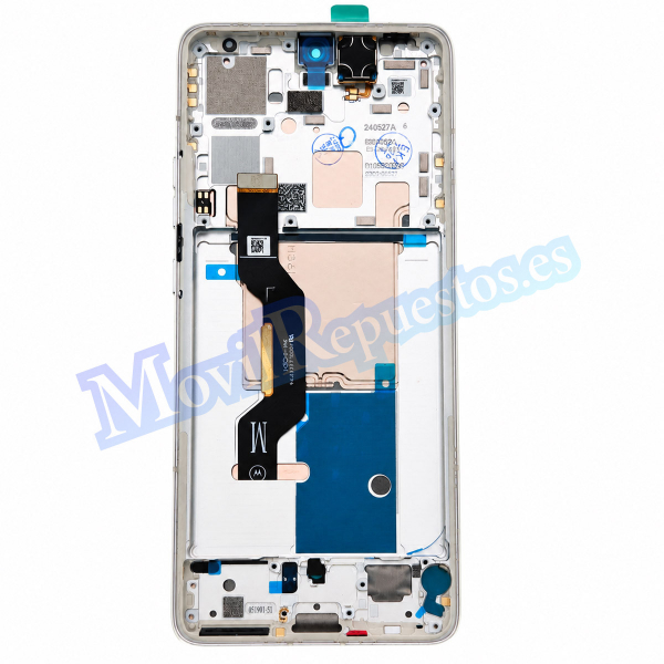 Pantalla Completa LCD Y Táctil Original Con Marco para Moto Edge 50 Pro - Plata (Service Pack)