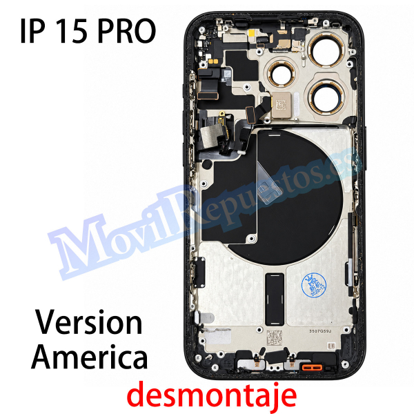 Carcasa Intermedia Con Tapa Trasera para iPhone 15 Pro - Azul (De Desmontaje) (Version America)