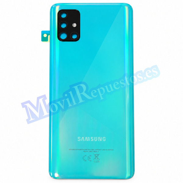 Tapa Trasera Con Lente para Samsung Galaxy A51 2019 A515F - Azul Verde (Service Pack)